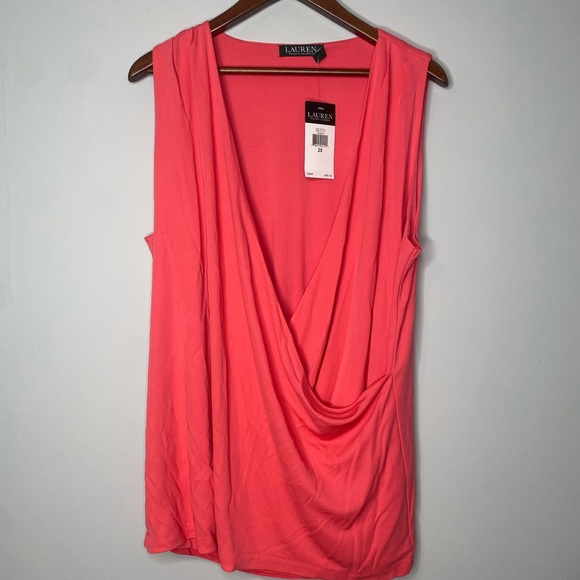 Lauren Ralph Lauren Women's Coral Drape Top Size 2X - Picture 1 of 6
